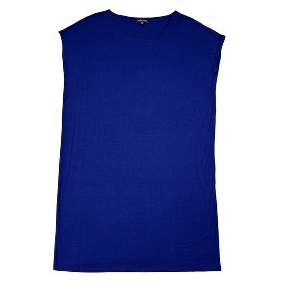 Eileen Fisher Dress Size Medium Blue Shirt Jersey Shift Sleeveless Stretchy - Picture 1 of 6